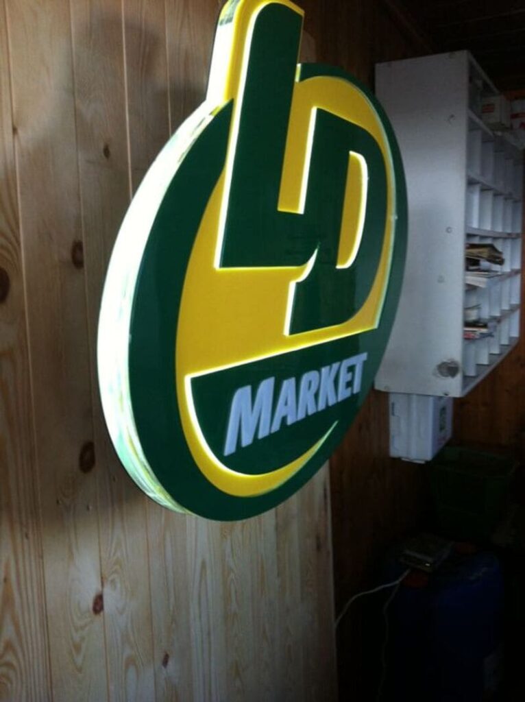 LD Market sign indoors